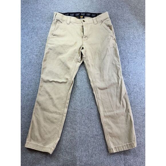 CAT Utility Pants Mens‎ Mens 34x28 Tan Flex Waistband Caterpillar  Work Outdoor - Picture 1 of 13